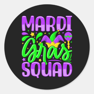 Mardi Gras Squad 1 Runder Aufkleber