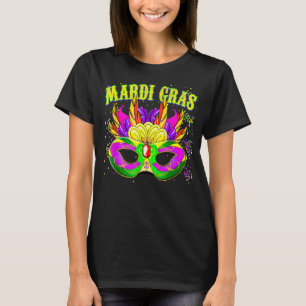 Mardi Gras Squad 2023 Beads Maske Feathers Party T-Shirt