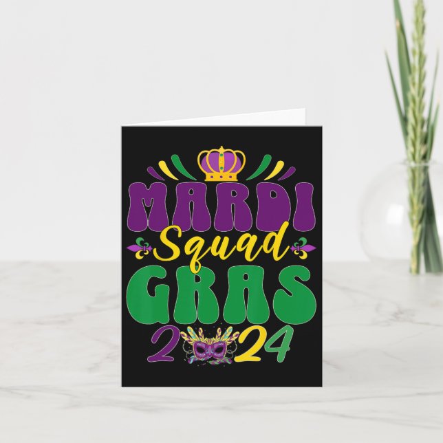 Mardi Gras Squad 2024 Group Matching Celebration Karte (Vorderseite)
