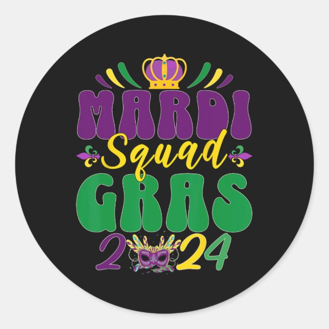 Mardi Gras Squad 2024 Group Matching Celebration Runder Aufkleber (Vorderseite)