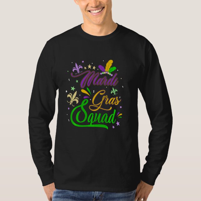 Mardi Gras Squad Fleur De Lys Mask Funny Mardi Gra T-Shirt (Vorderseite)