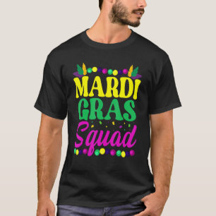 Mardi Gras Squad Funny Mask Bead Festival Parade N T-Shirt