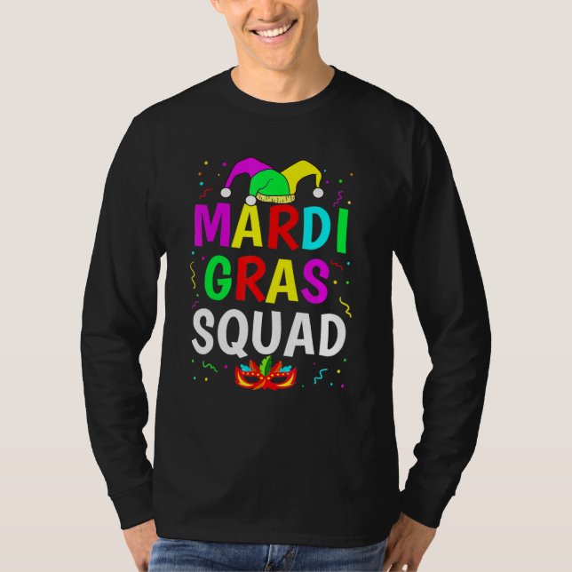 Mardi Gras Squad Men Women Funny Mask Festival Par T-Shirt (Vorderseite)