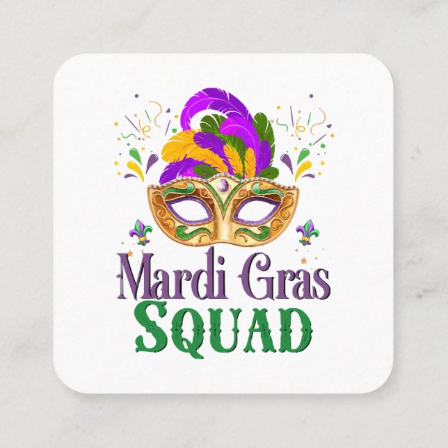 Mardi Gras Squad Quadratische Visitenkarte (Rückseite)