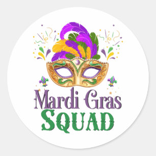Mardi Gras Squad Runder Aufkleber