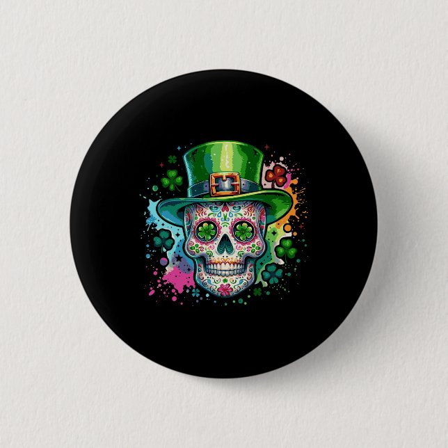Mardi Gras St Patricks Day Kleeblatt Zuckerhut Ca Button (Vorderseite)