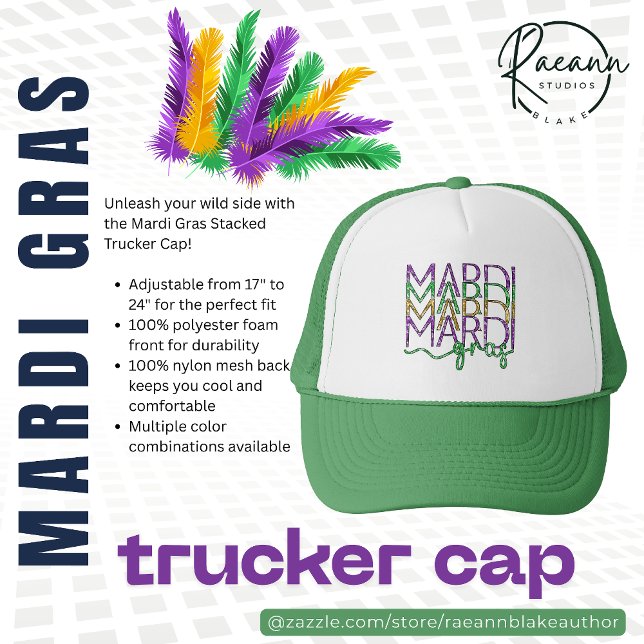 Mardi Gras Stacked Trucker Cap Truckerkappe (Von Creator hochgeladen)