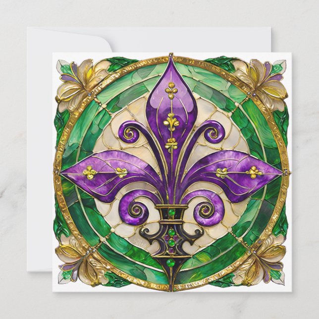 Mardi Gras Stainglas Fleur di lis (Vorderseite)