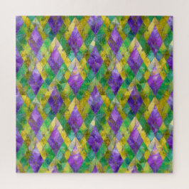 Mardi Gras Stainglas Harlequin Print Puzzle