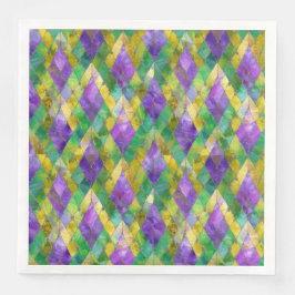 Mardi Gras Stainglas Harlequin Print Serviette
