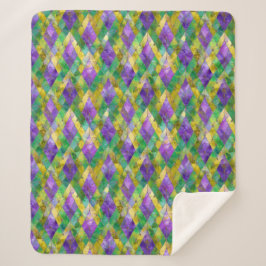 Mardi Gras Stainglas Harlequin Print Sherpadecke