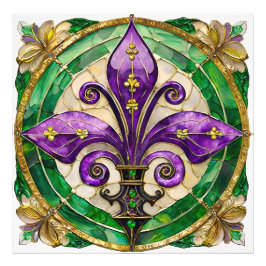Mardi Gras Stains Glass Lilie Fotodruck