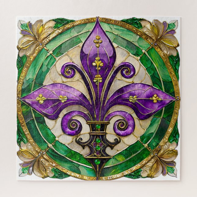 Mardi Gras Stains Glass Lilie Puzzle (Vertikal)