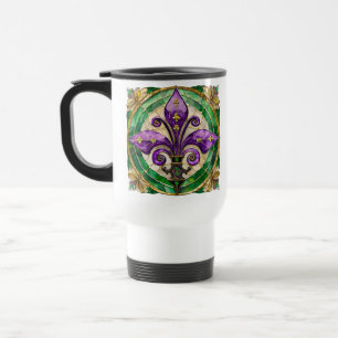 Mardi Gras Stains Glass Lilie Reisebecher