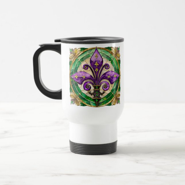 Mardi Gras Stains Glass Lilie Reisebecher (Links)