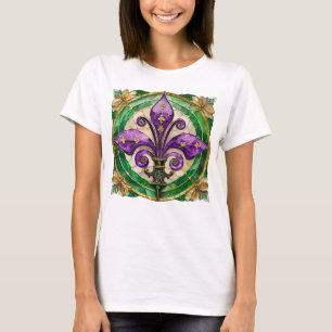 Mardi Gras Stains Glass Lilie T-Shirt