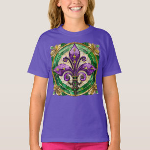 Mardi Gras Stains Glass Lilie T-Shirt