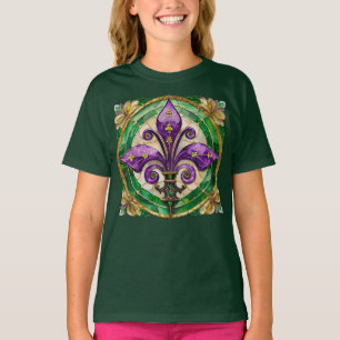 Mardi Gras Stains Glass Lilie T-Shirt