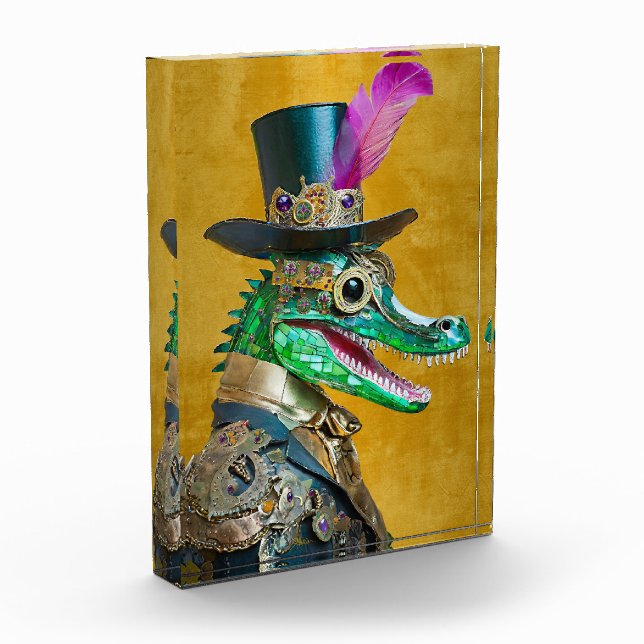 Mardi Gras Steampunk Party Animal Alligator Fotoblock (Links)