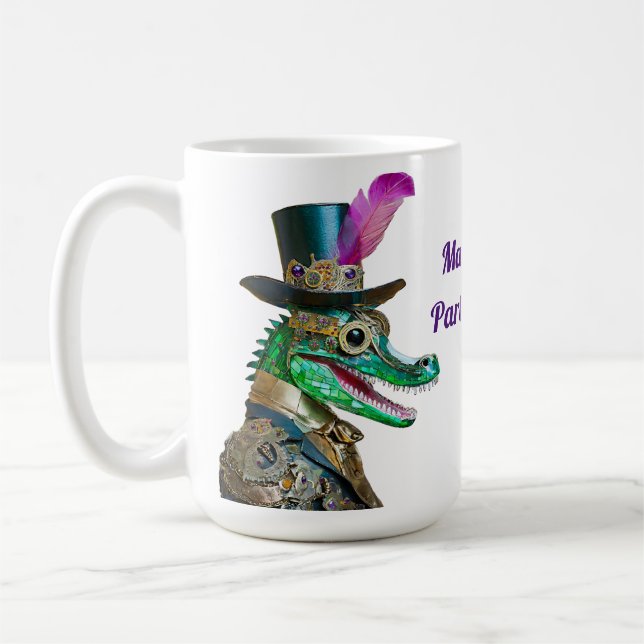 Mardi Gras Steampunk Party Animal Alligator Kaffeetasse (Links)