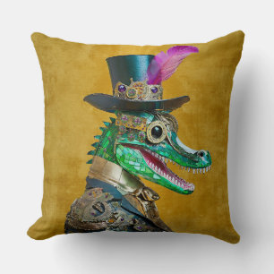 Mardi Gras Steampunk Party Animal Alligator Kissen