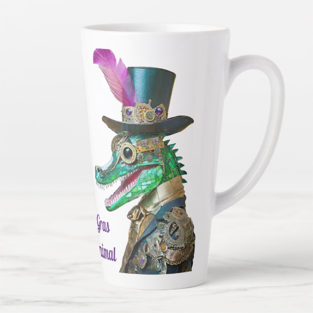 Mardi Gras Steampunk Party Animal Alligator Milchtasse (Rechts)