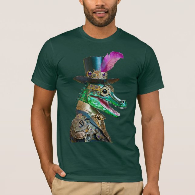 Mardi Gras Steampunk Party Animal Alligator T-Shirt (Vorderseite)
