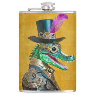 Mardi Gras Steampunk-Party-Tier-Alligator Flachmann