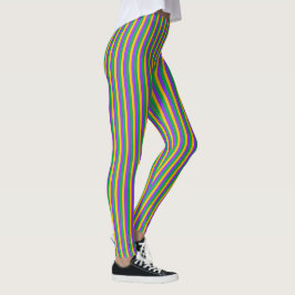 Mardi Gras Streifen Muster Lila-Gelb Leggings
