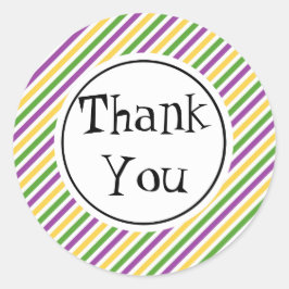 Mardi Gras Stripe Birthday Runder Aufkleber