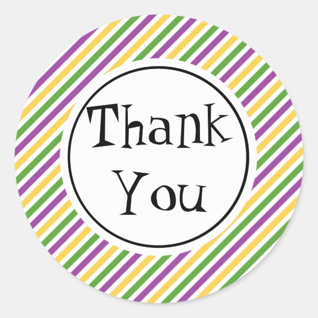 Mardi Gras Stripe Birthday Runder Aufkleber (Vorderseite)