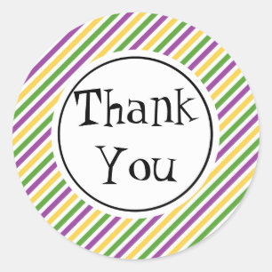 Mardi Gras Stripe Birthday Runder Aufkleber