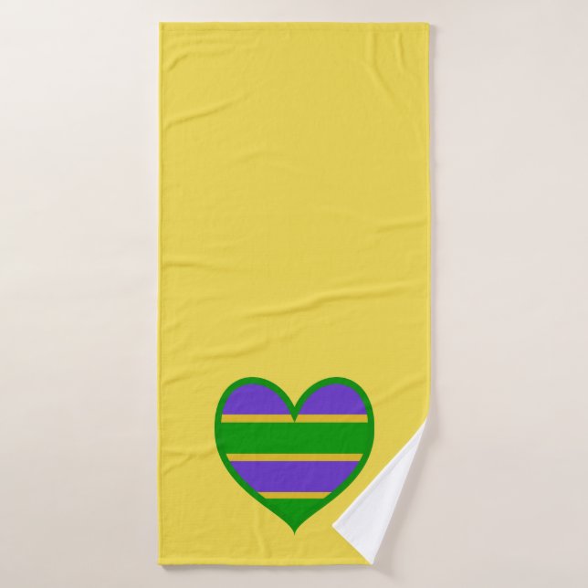 Mardi Gras Striped Heart Badhandtuch Set (Badehandtuch)