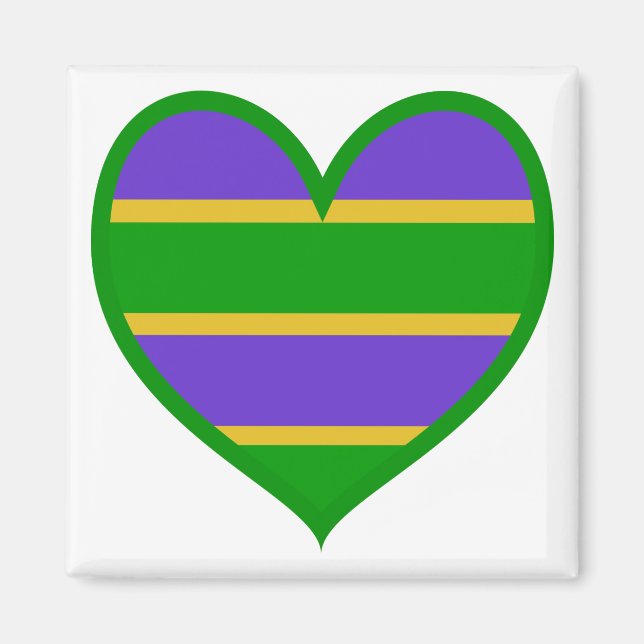 Mardi Gras Striped Heart Magnet (Vorne)
