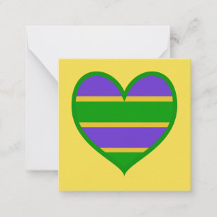 Mardi Gras Striped Heart Mitteilungskarte