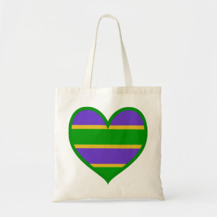 Mardi Gras Striped Heart Tragetasche