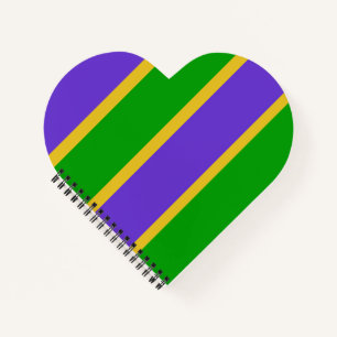 Mardi Gras Stripes Herz Notizbuch