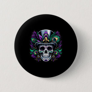 Mardi Gras Sugar Skull Festivals Kostüm Top Dia De Button