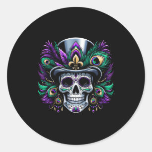 Mardi Gras Sugar Skull Festivals Kostüm Top Dia De Runder Aufkleber
