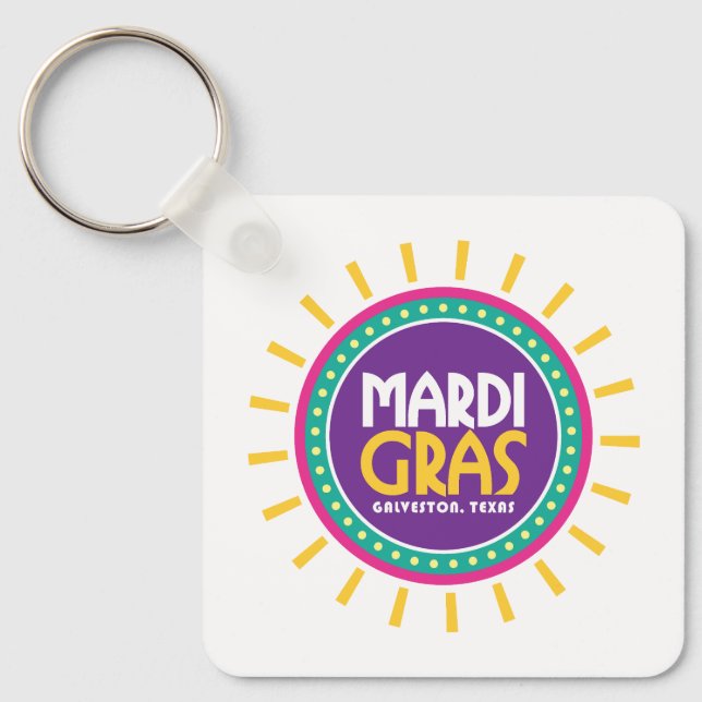 Mardi Gras Sun, Galveston, Texas Schlüsselanhänger (Vorderseite)