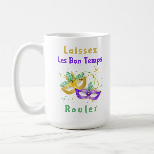Mardi Gras Tasse, Laissez Les Bon Temps Rouler Kaffeetasse (Links)