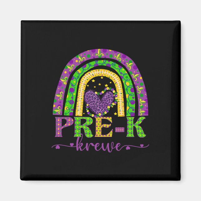 Mardi Gras Teacher Pre-k Krewe Rainbow Leopard Car Magnet (Vorne)