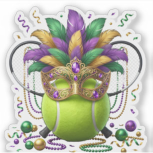 Mardi Gras Tennisball-Maskerade-Maske Federn    Aufkleber