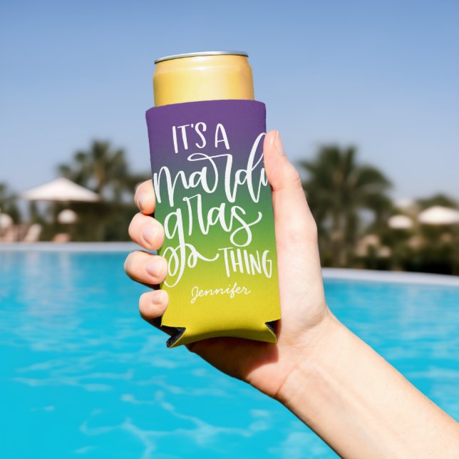 Mardi Gras Text Design Ombre Selters Dosenkühler (In Situ Pool)