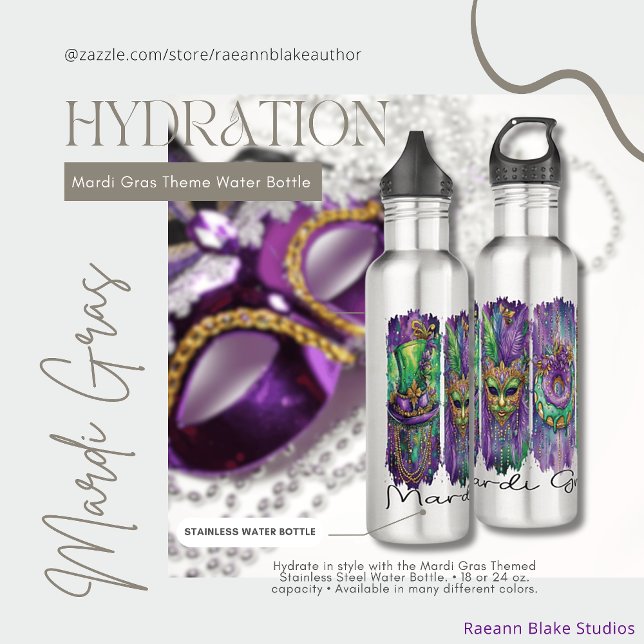 Mardi Gras Themed Stainless Steel Water Flasche Edelstahlflasche (Von Creator hochgeladen)