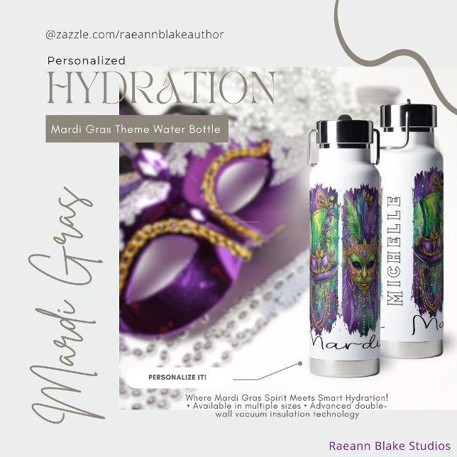 Mardi Gras themed Thor isolierte Wasserflasche Trinkflasche (Von Creator hochgeladen)