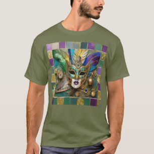 Mardi Gras Third Eye Gold Keramik Feather Mask T-Shirt
