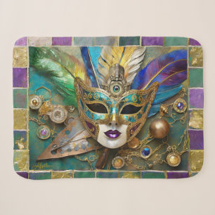 Mardi Gras Third Eye Gold Keramik-Federmaske Sherpadecke
