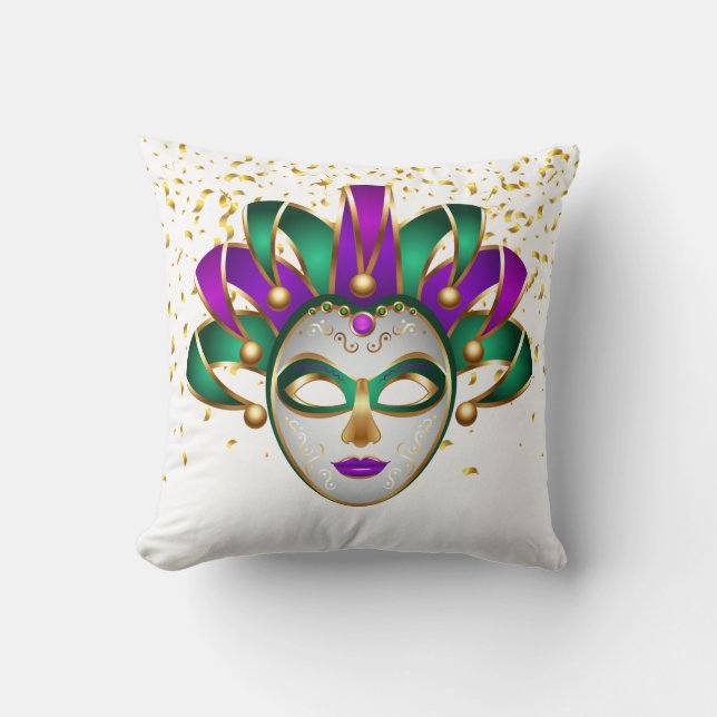 Mardi Gras Throw Pillow Kissen (Vorderseite)