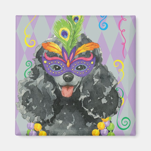 Mardi Gras Toy Poodle Magnet (Vorne)